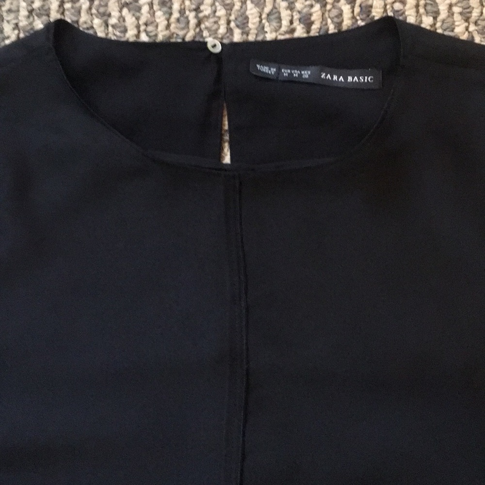 Zara Basic Black Blouse Lining Size M - image 4